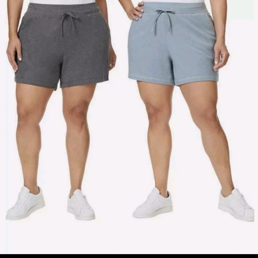 32 Degrees Women's Athletic Shorts - Dark Gray and Light Blue